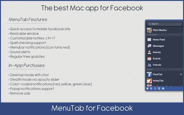 ‎MenuTab for Facebook Screenshot
