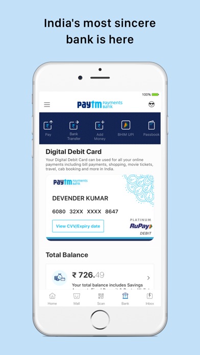 paytm- payments & bank account