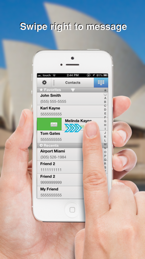 ‎Swipe To iMessage or SMS - Tap to Call & Facetime - By ReachFast Contacts Screenshot