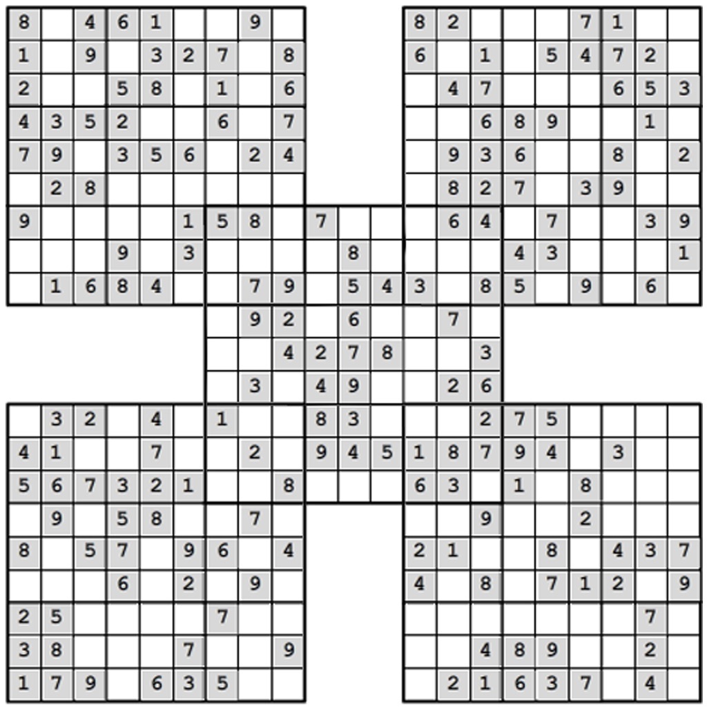 Samurai Multiboard Sudoku Free Version
