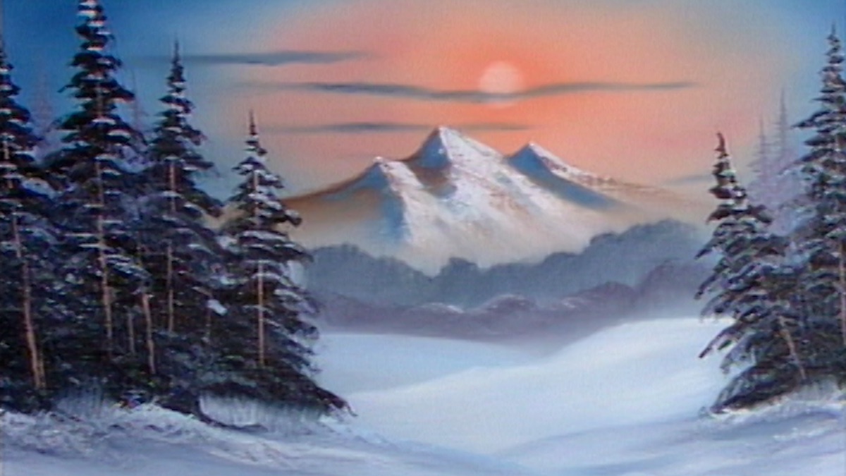 bob ross winter evergreens