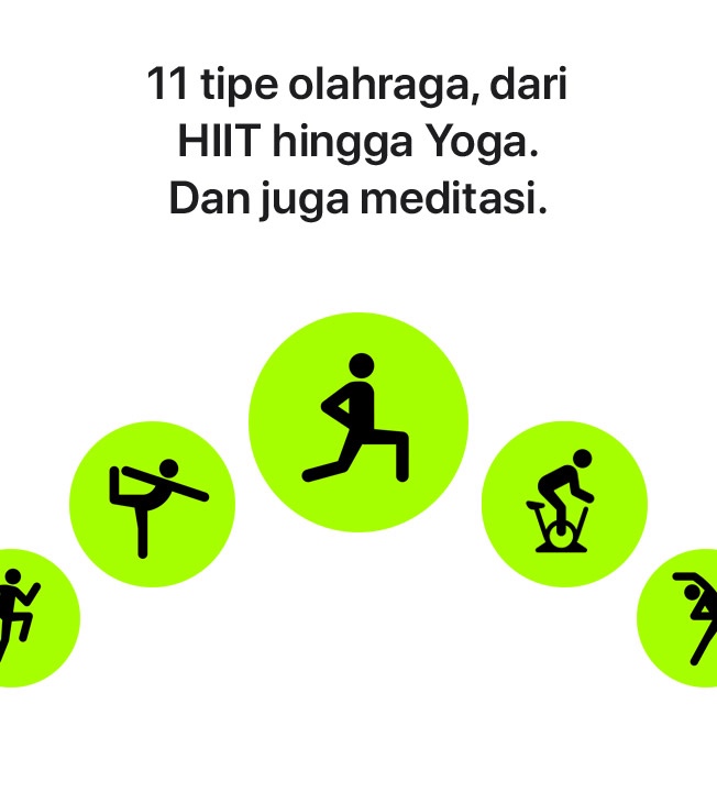 11 tipe olahraga, dari HIIT hingga Yoga. Dan juga meditasi.