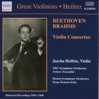 Arturo Toscanini, Boston Symphony Orchestra, Jascha Heifetz, NBC Symphony Orchestra & Serge Koussevitzky - Beethoven & Brahms: Violin Concertos artwork