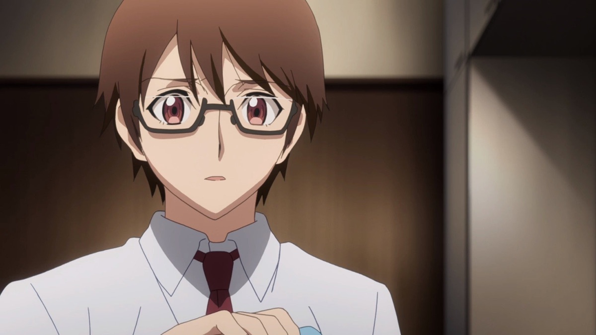 anime characters with glasses and brown hair