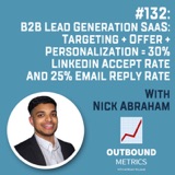 #132: B2B Lead Generation SaaS: Targeting + Offer + Personalization = 30% LinkedIn Accept Rate and 25% Email Reply Rate (Nick Abraham)