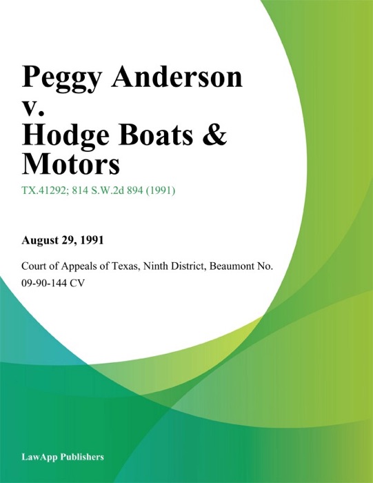 Peggy Anderson v. Hodge Boats & Motors