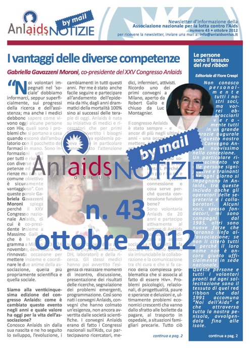 Anlaids Notizie By Mail n. 43 - ottobre 2012