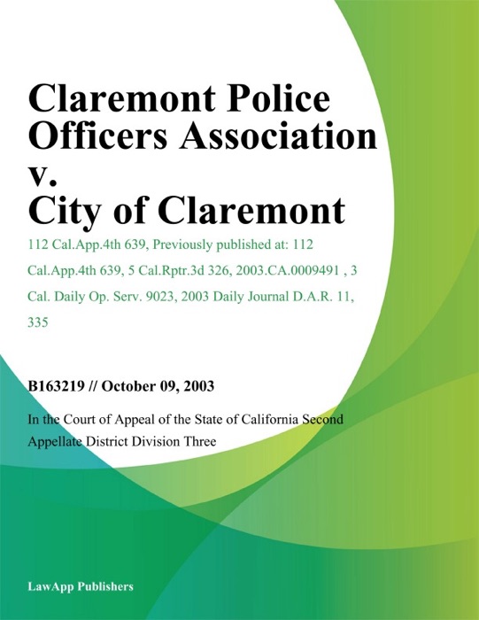 Claremont Police Officers Association v. City of Claremont