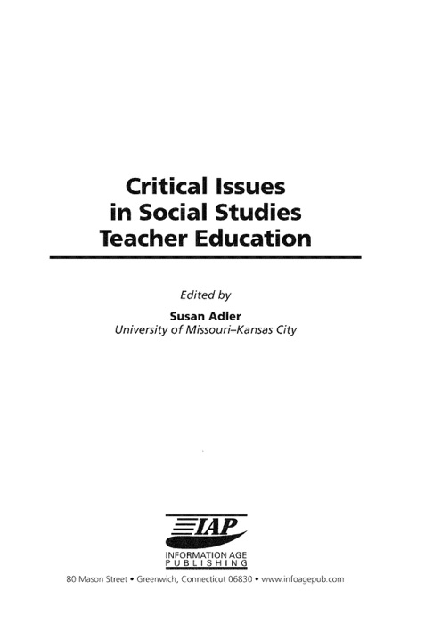 Critical Issues In Social Studies Teacher Education