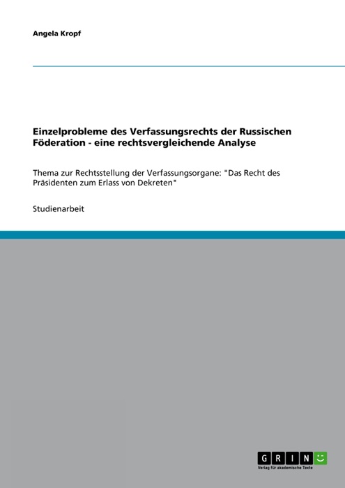 Einzelprobleme des Verfassungsrechts der Russischen Föderation