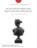 The Voices of the Poor? Dialogue in Henry Mayhew's London Labour and the London Poor. - Nineteenth-Century Prose