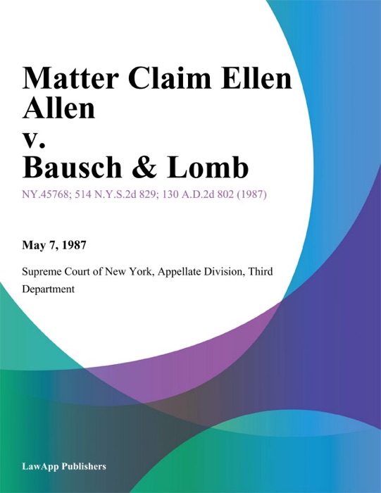 Matter Claim Ellen Allen v. Bausch & Lomb