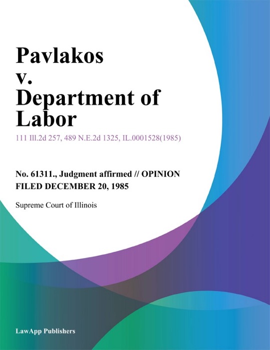 Pavlakos v. Department of Labor