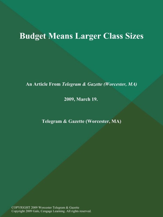 Budget Means Larger Class Sizes