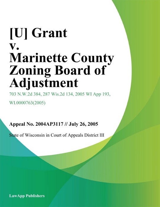 Grant v. Marinette County Zoning Board of Adjustment