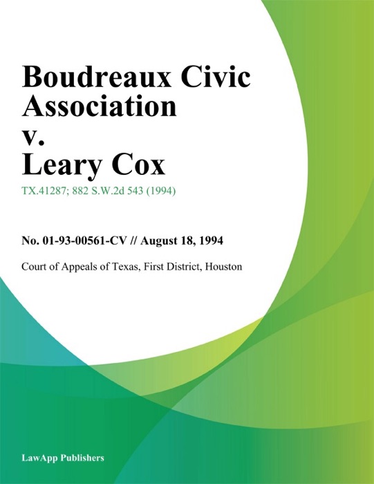 Boudreaux Civic Association v. Leary Cox