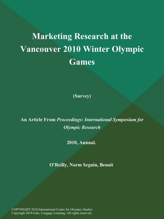 Marketing Research at the Vancouver 2010 Winter Olympic Games (Survey)