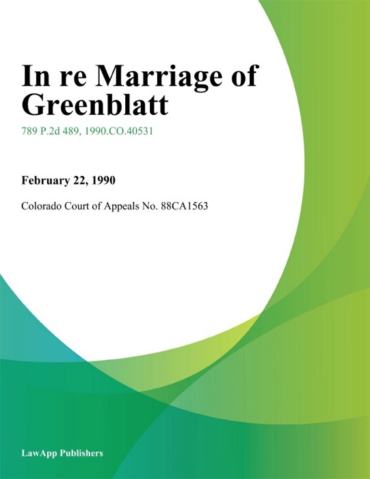 In Re Marriage of Greenblatt