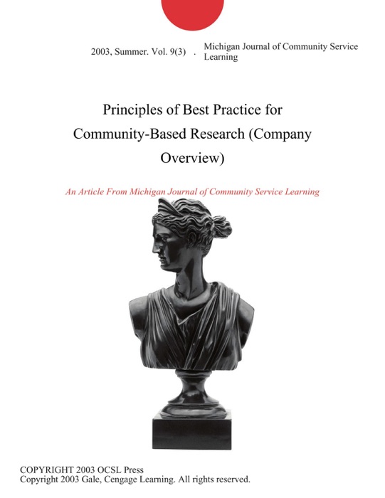 Principles of Best Practice for Community-Based Research (Company Overview)