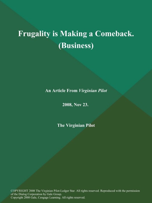 Frugality is Making a Comeback (Business)
