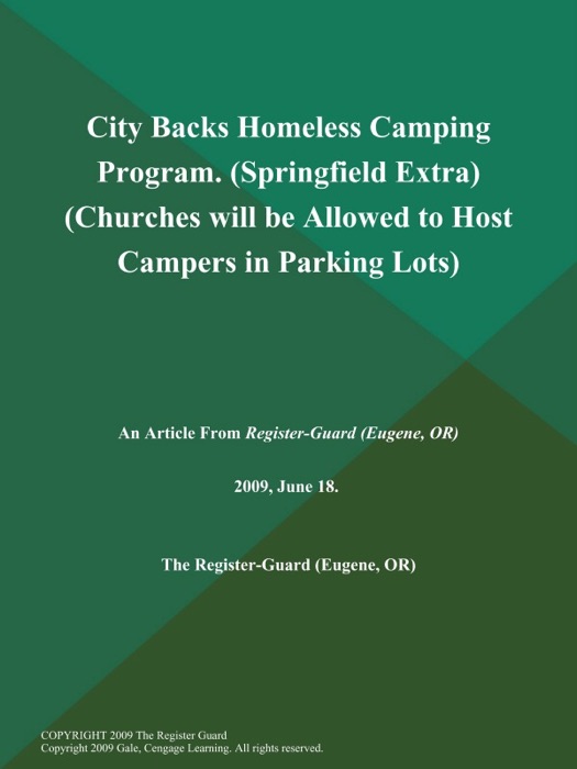 City Backs Homeless Camping Program (Springfield Extra) (Churches will be Allowed to Host Campers in Parking Lots)
