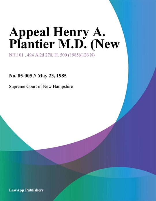 Appeal Henry A. Plantier M.D. (New