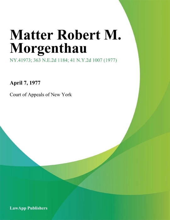 Matter Robert M. Morgenthau