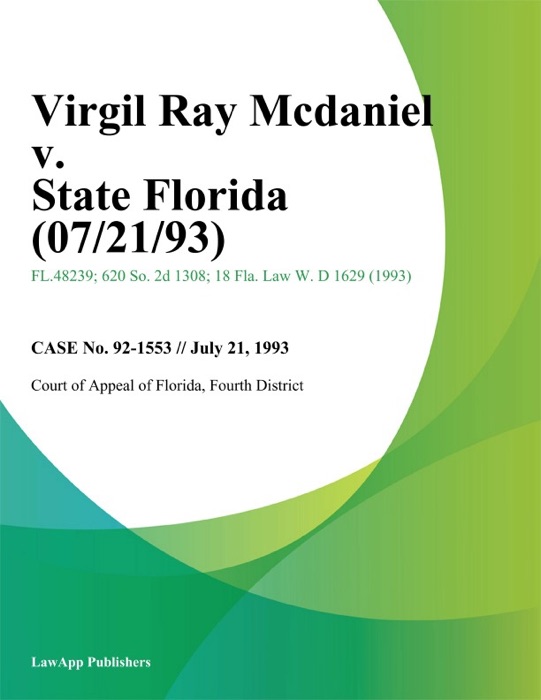 Virgil Ray Mcdaniel v. State Florida