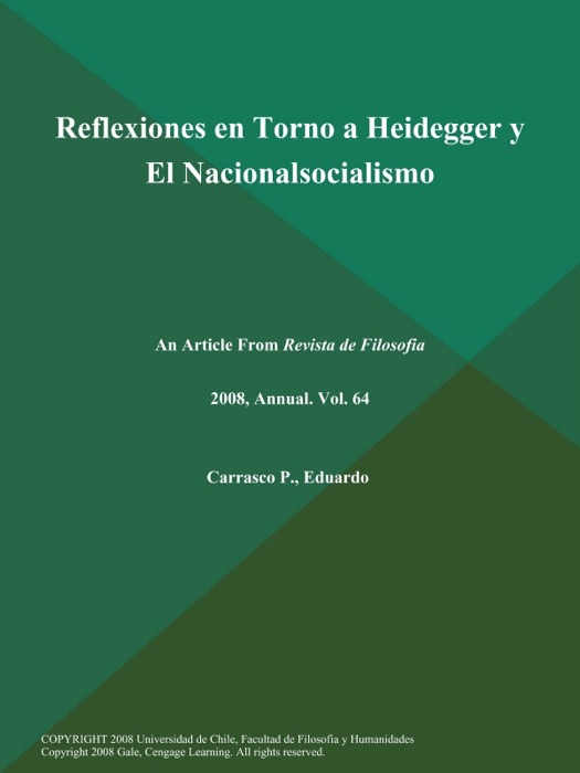 Reflexiones en Torno a Heidegger y El Nacionalsocialismo