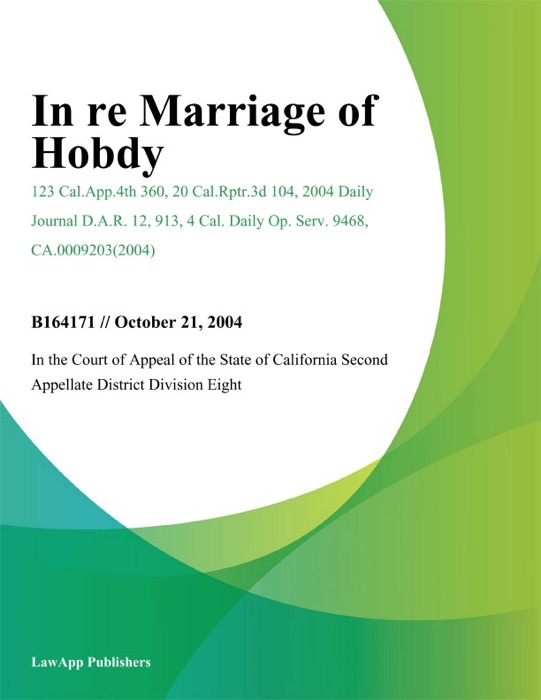 In Re Marriage of Hobdy