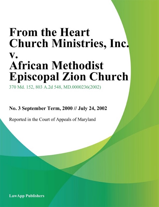 From the Heart Church Ministries, Inc. v. African Methodist Episcopal Zion Church