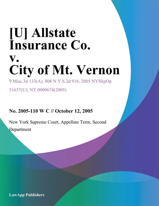 Allstate Insurance Co. v. City of Mt. Vernon