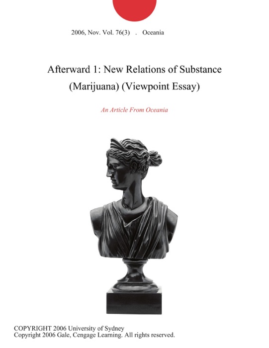 Afterward 1: New Relations of Substance (Marijuana) (Viewpoint Essay)