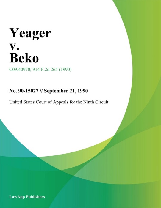 Yeager v. Beko