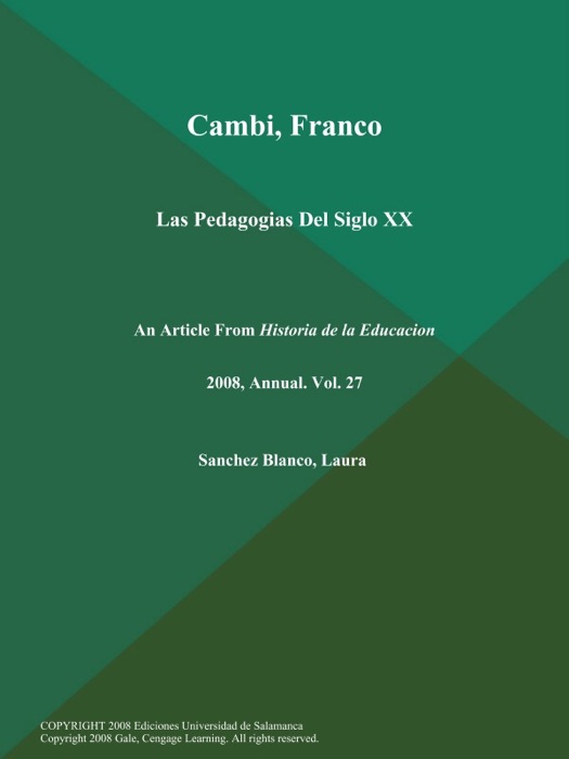 Cambi, Franco: Las Pedagogias Del Siglo XX