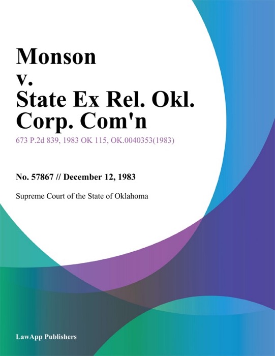 Monson v. State Ex Rel. Okl. Corp. Comn