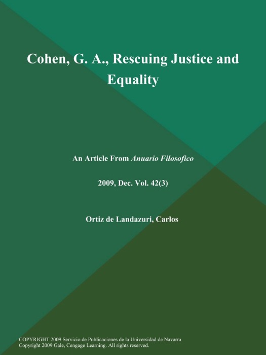 Cohen, G. A., Rescuing Justice and Equality