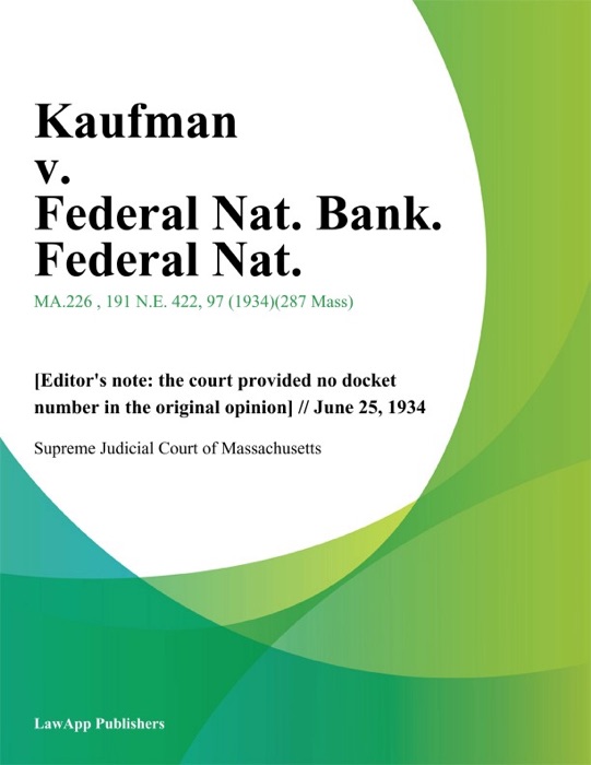 Kaufman v. Federal Nat. Bank. Federal Nat.