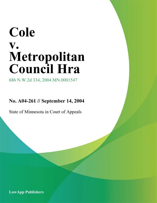 Cole V. Metropolitan Council Hra