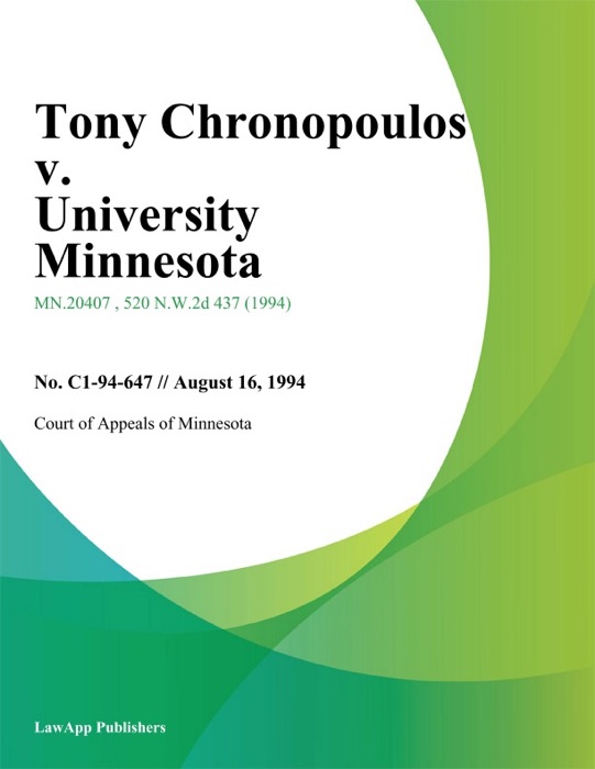 Tony Chronopoulos v. University Minnesota