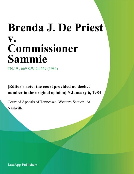 Brenda J. De Priest v. Commissioner Sammie