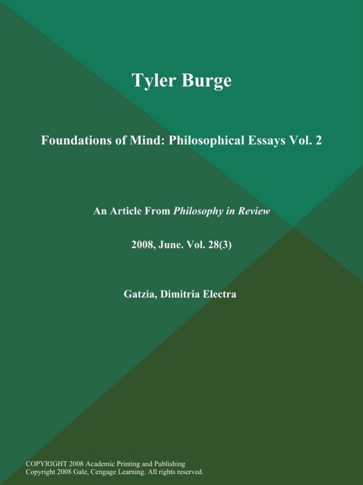 Tyler Burge: Foundations of Mind: Philosophical Essays Vol. 2