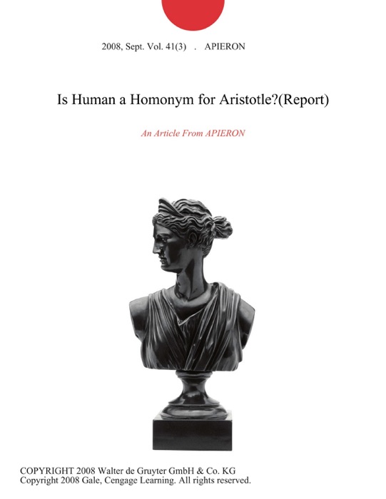 Is Human a Homonym for Aristotle?(Report)