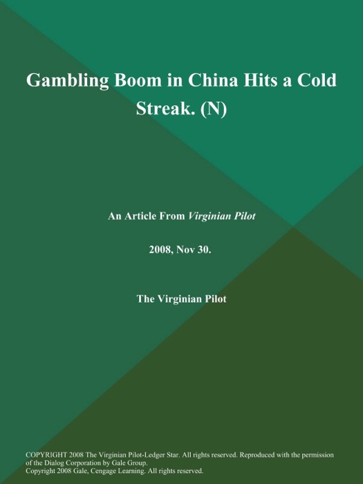 Gambling Boom in China Hits a Cold Streak (N)