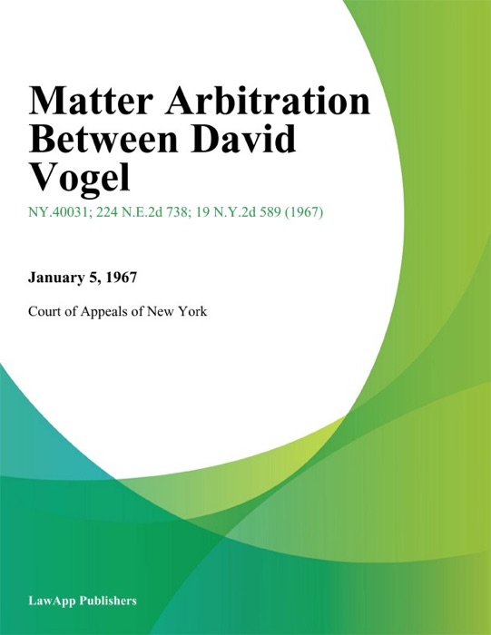 Matter Arbitration Between David Vogel