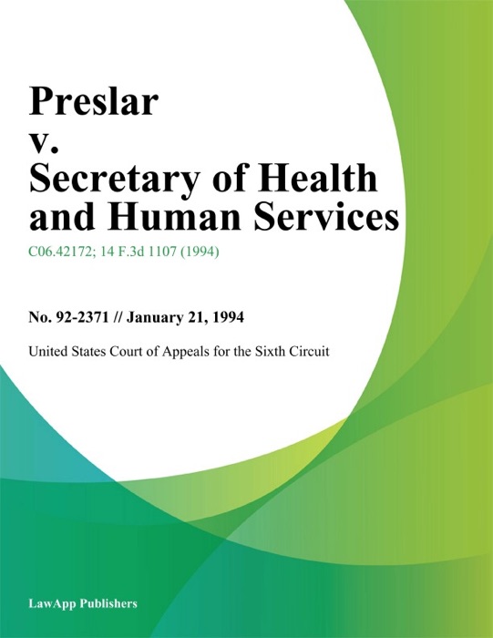 Preslar V. Secretary Of Health And Human Services