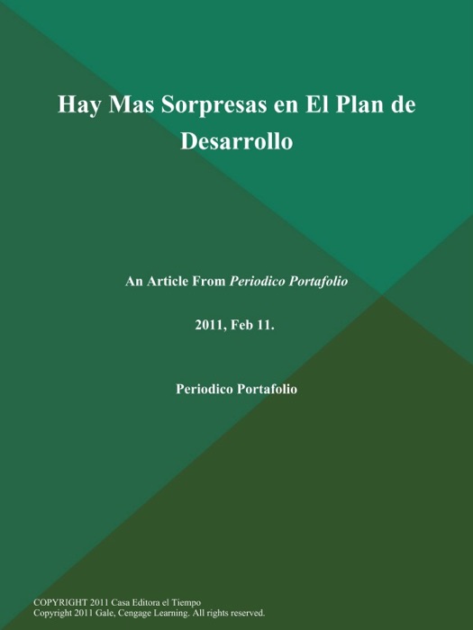 Hay Mas Sorpresas en El Plan de Desarrollo