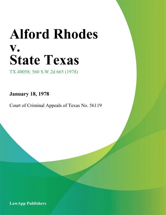 Alford Rhodes v. State Texas