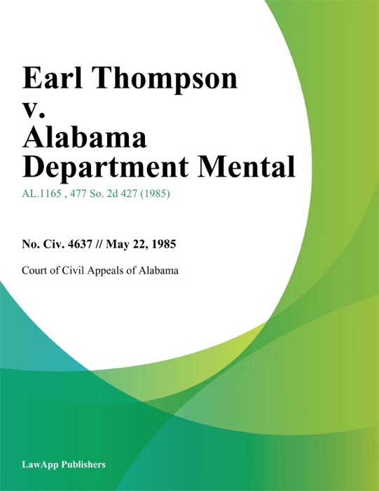 Earl Thompson v. Alabama Department Mental