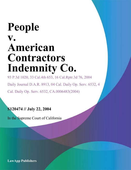 People V. American Contractors Indemnity Co.